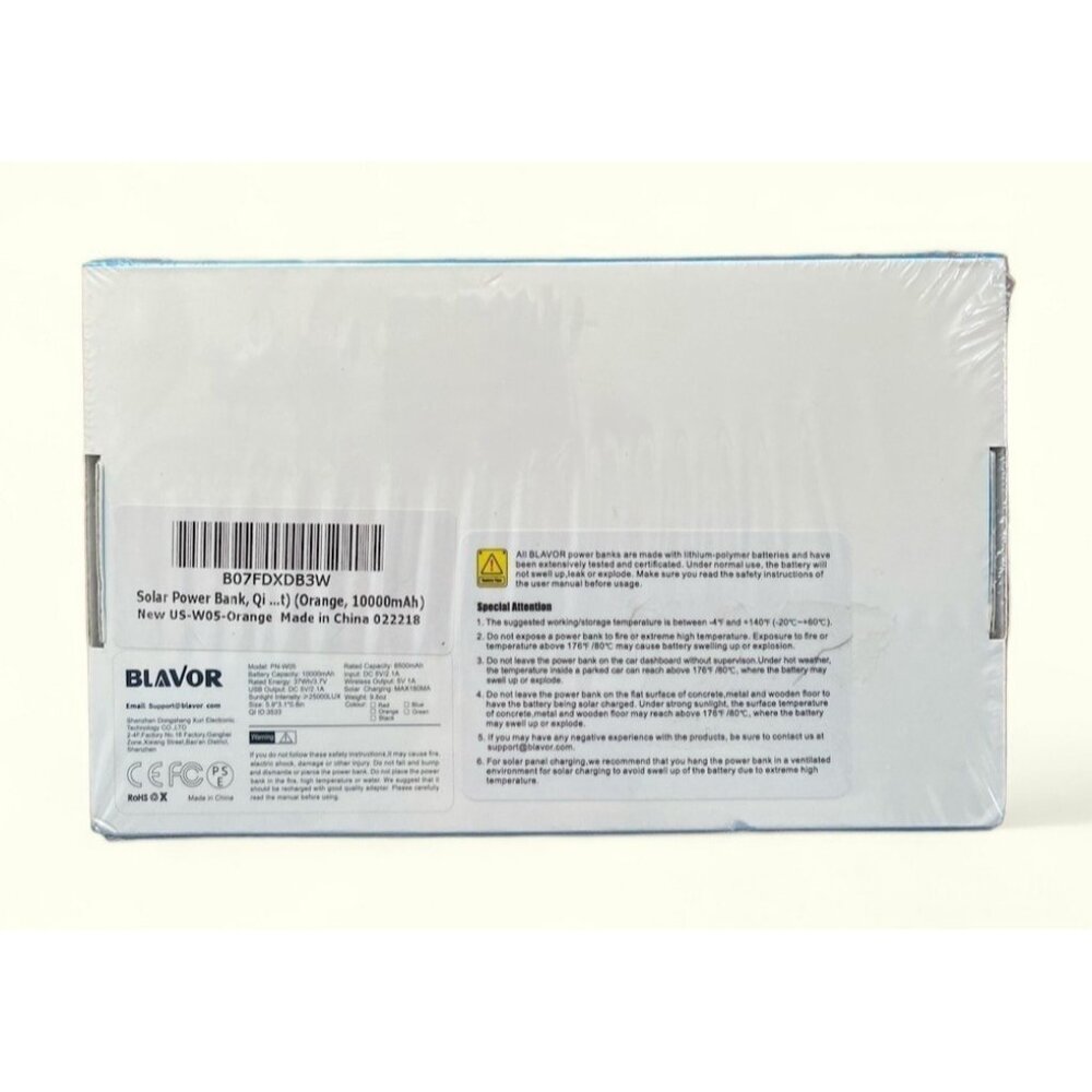 Blavor Solar Power Bank Qi Portable Charger 10000 mah External Battery Orange NE - Picture 2 of 2